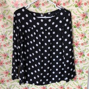 ZARA BLACK WHITE POLKA DOT SHIRT SIZE MED FITS S